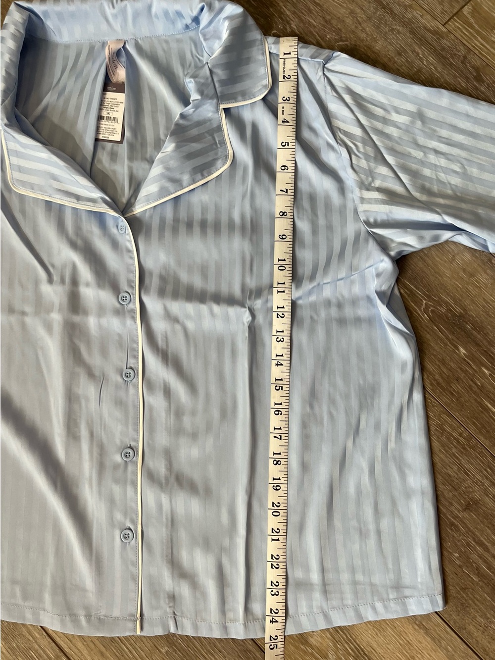NWT Auden Light Blue Satin Button-Front Pajama Top & Shorts 1X - Picture 11 of 16
